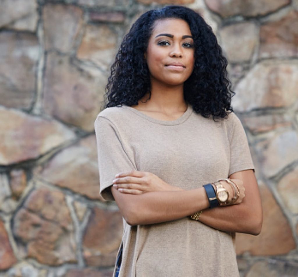 Woman in soft t-shirt