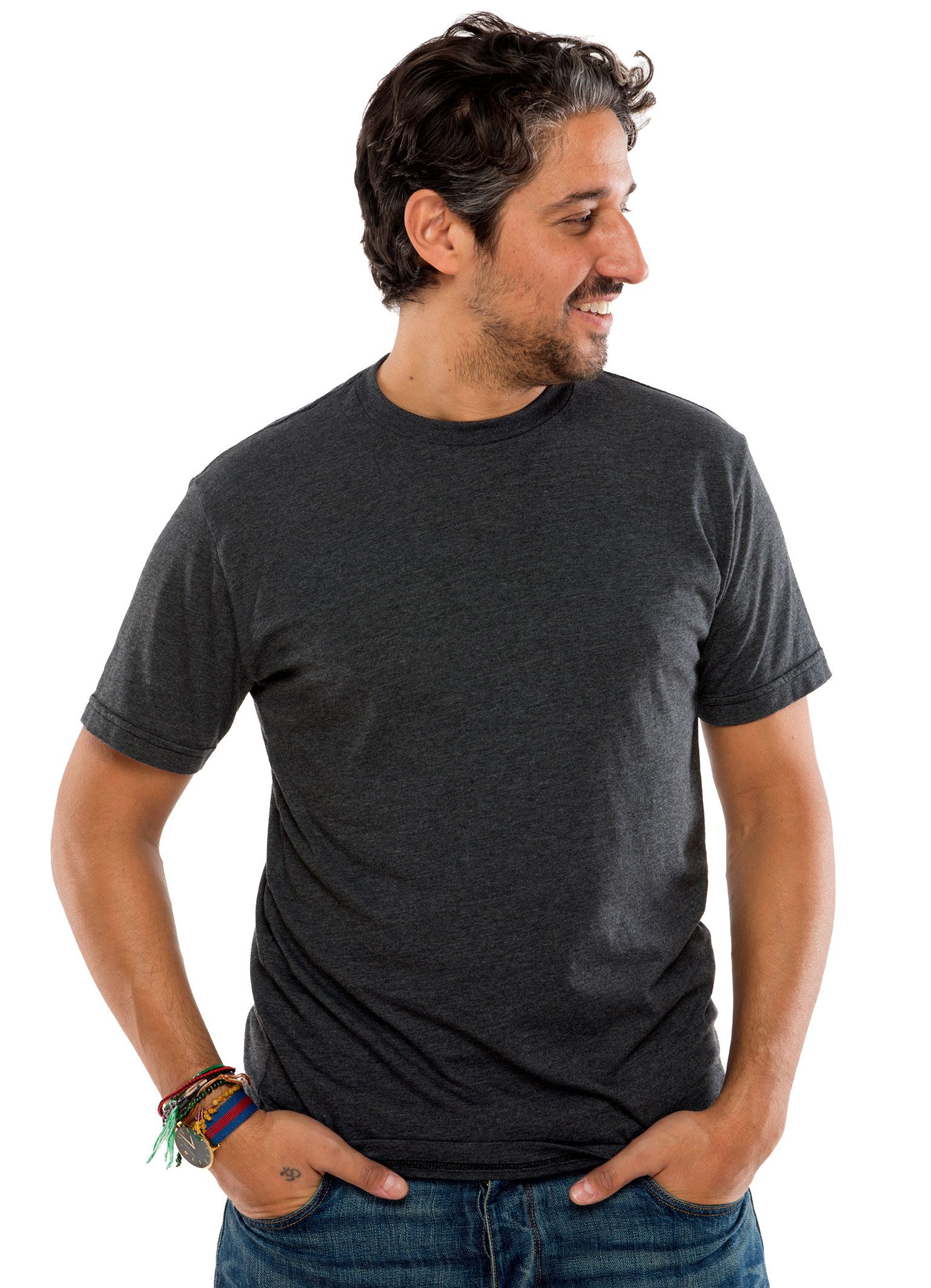 Heathered Crew Short Sleeve T-Shirt in Black Heather