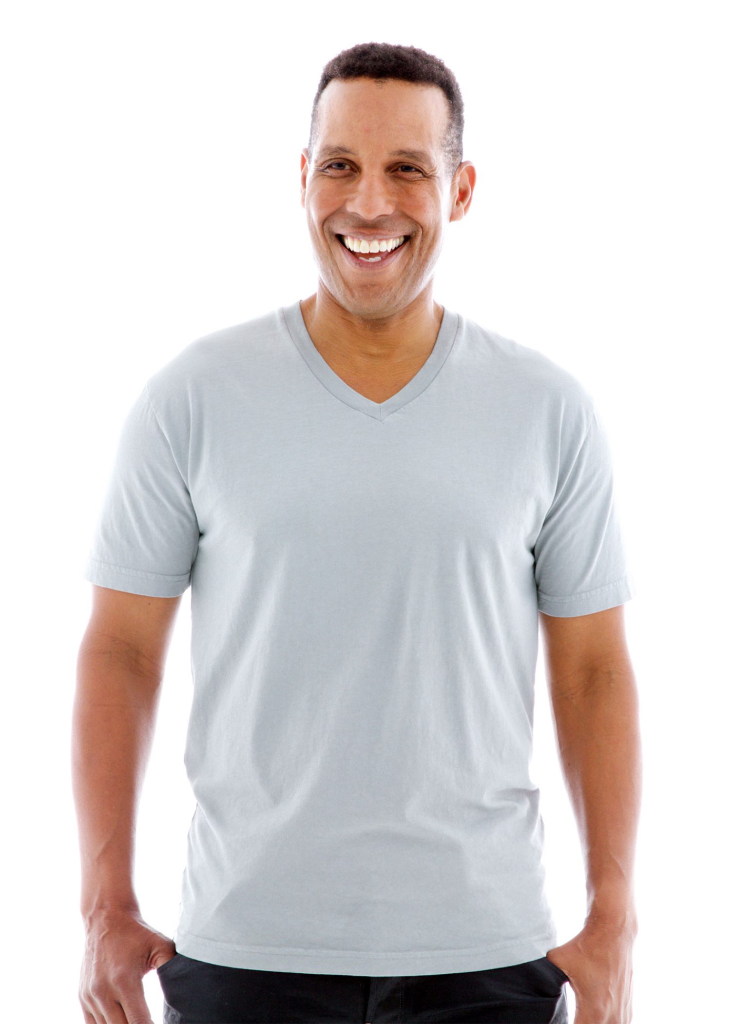 Fine Jersey V-neck Short Sleeve T-Shirt Front View