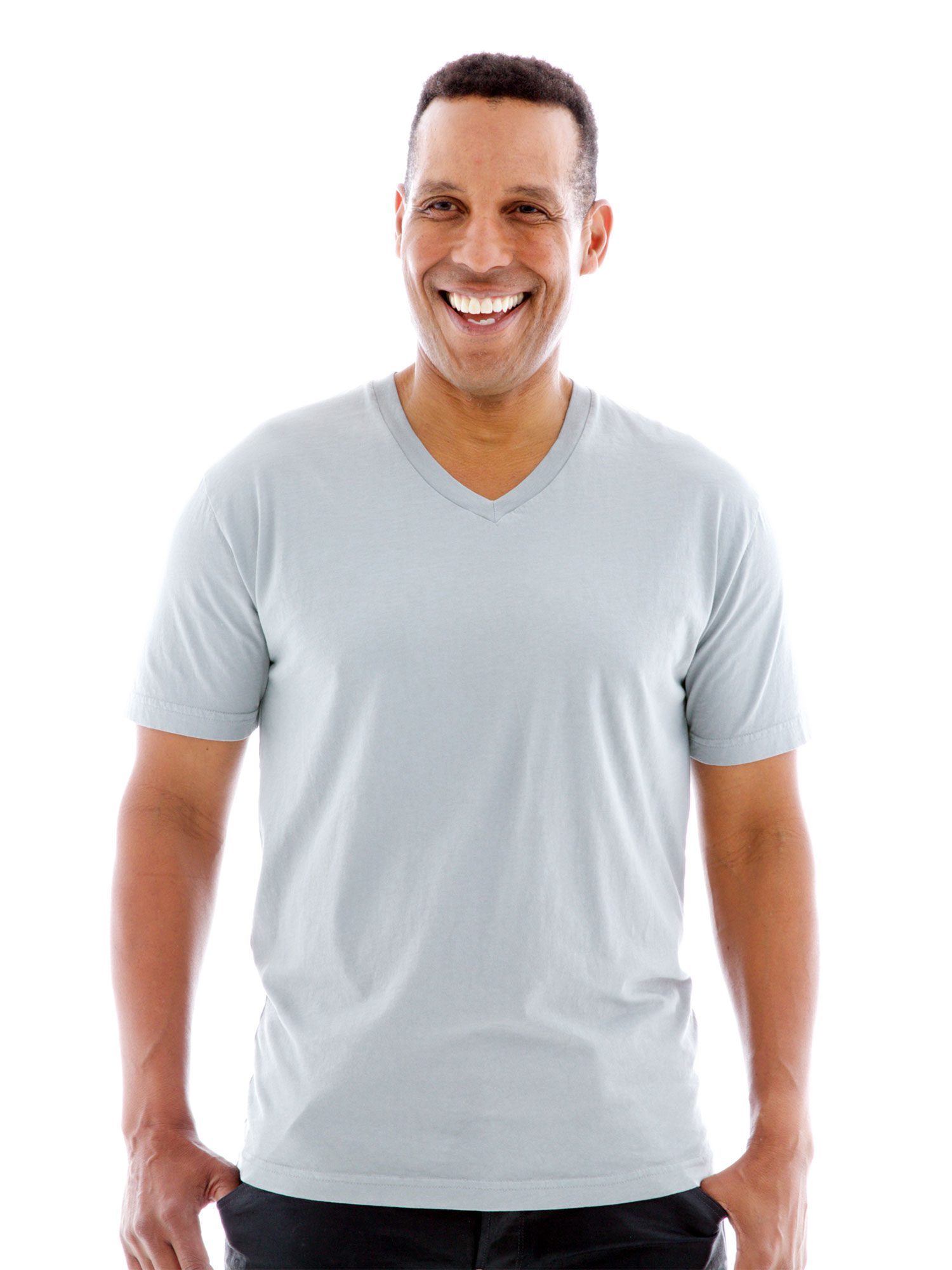 Fine Jersey V-neck Short Sleeve T-Shirt Front View
