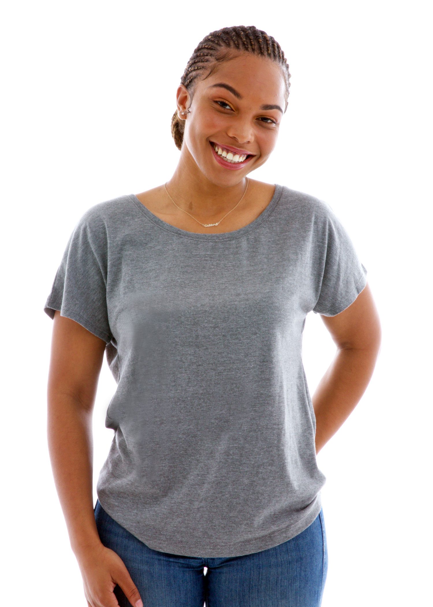 Triblend Dolman Short Sleeve T-Shirt Front View