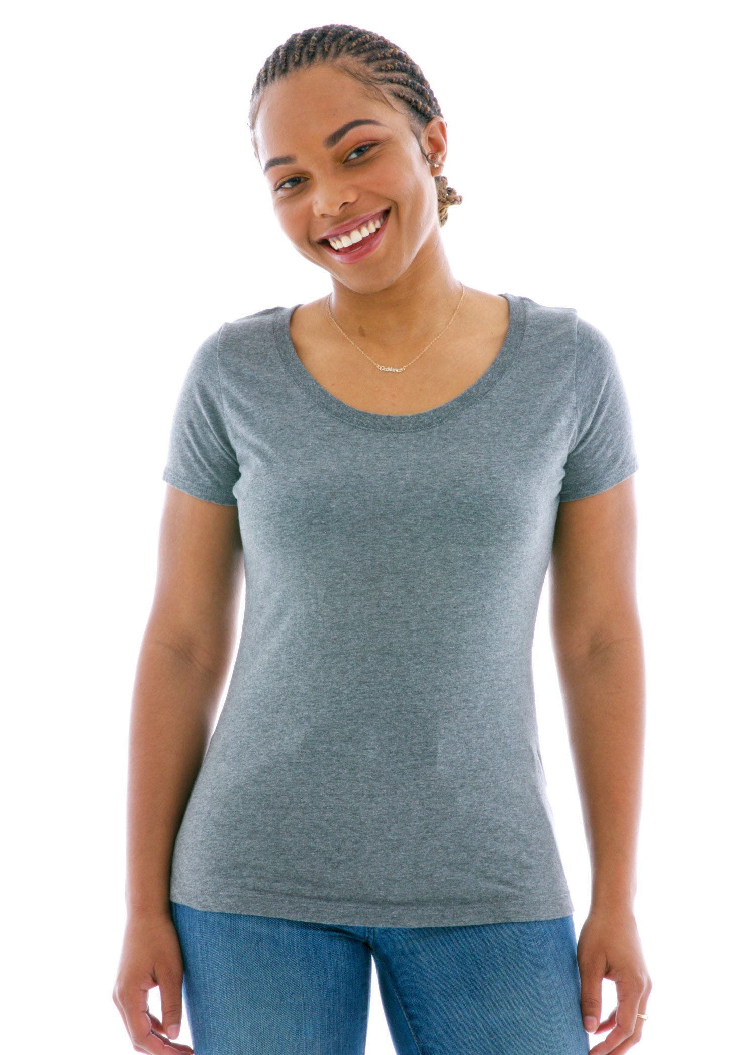 Luscious Triblend Scoop Short Sleeve T-Shirt Front View