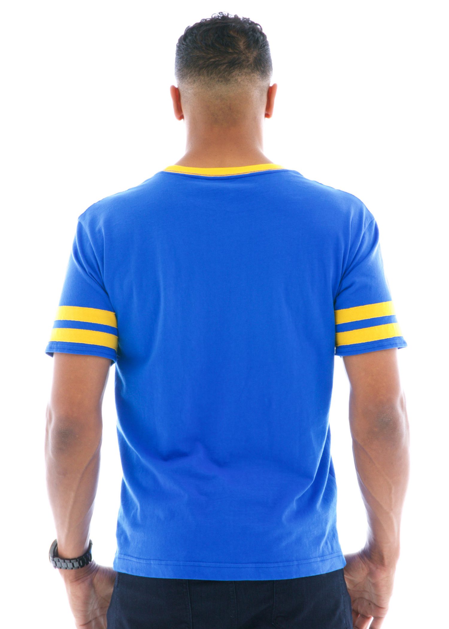 Striped Sport Ringer Short Sleeve T-Shirt Back View