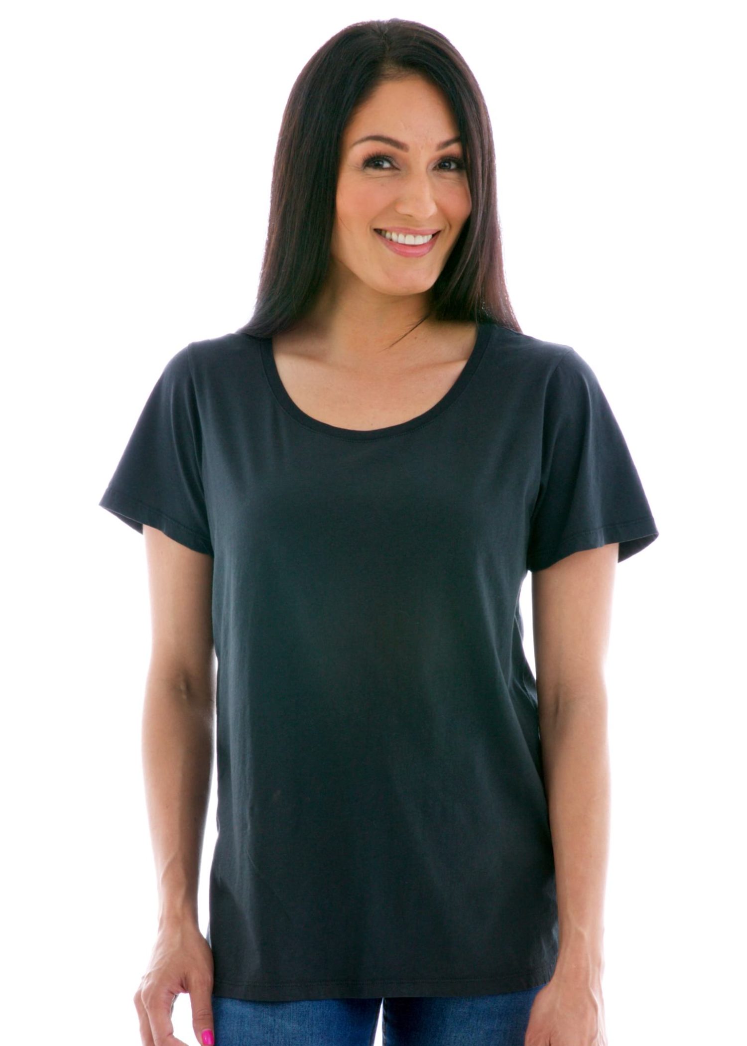 Relaxed Jersey Scoop Short Sleeve T-Shirt Front View