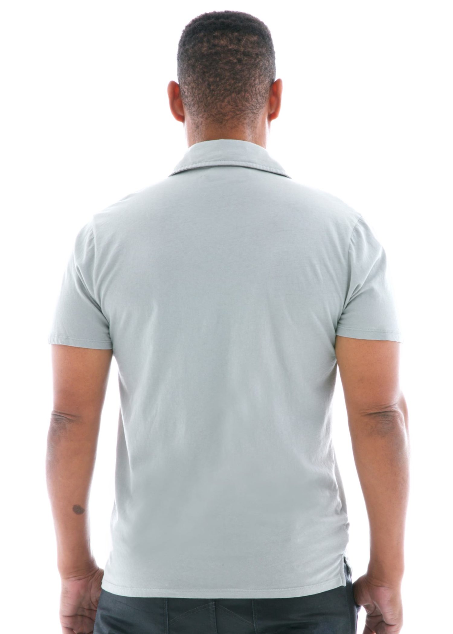 Fine Jersey Polo Short Sleeve T-Shirt Back View