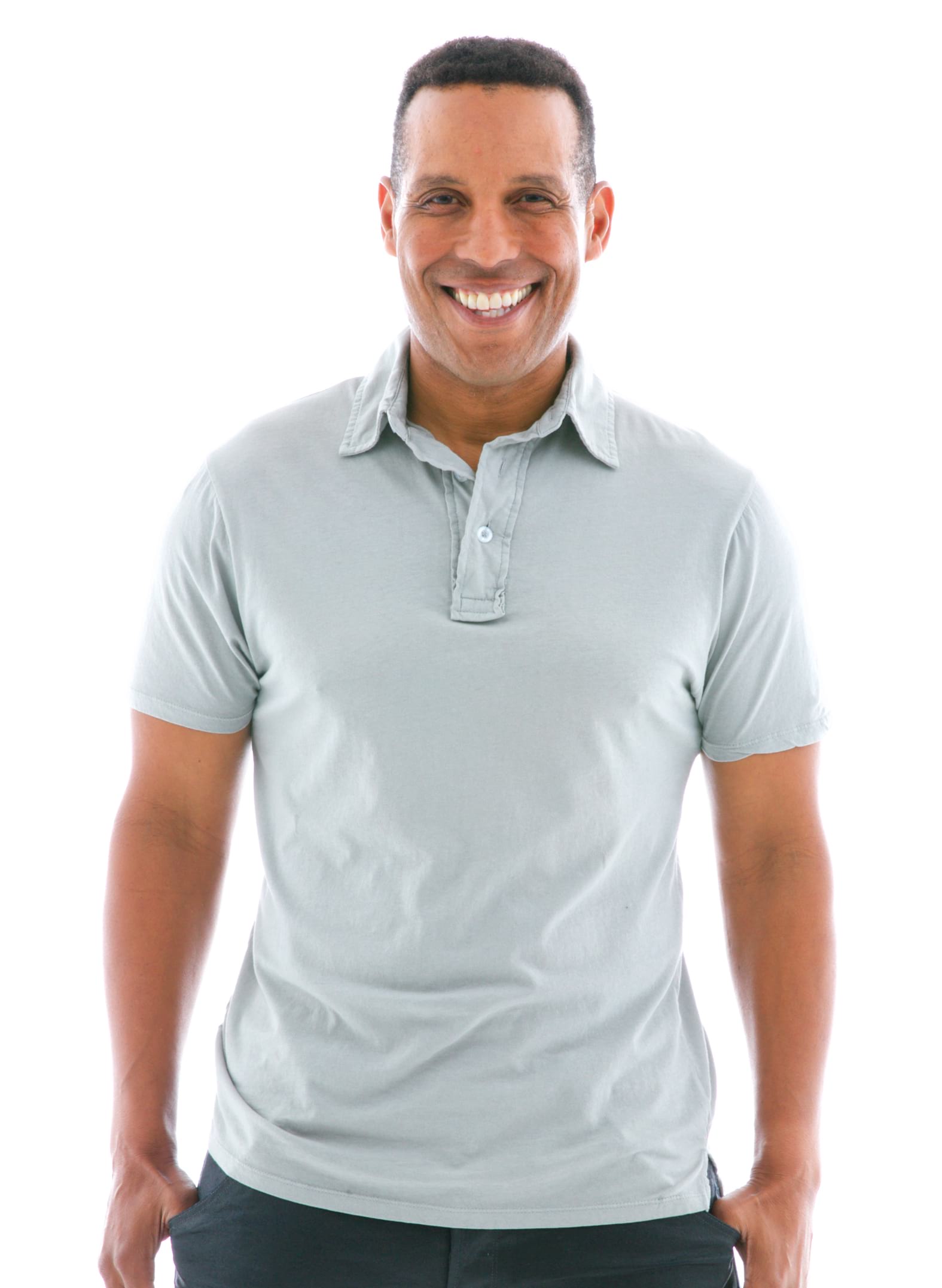 Fine Jersey Polo Short Sleeve T-Shirt Front View