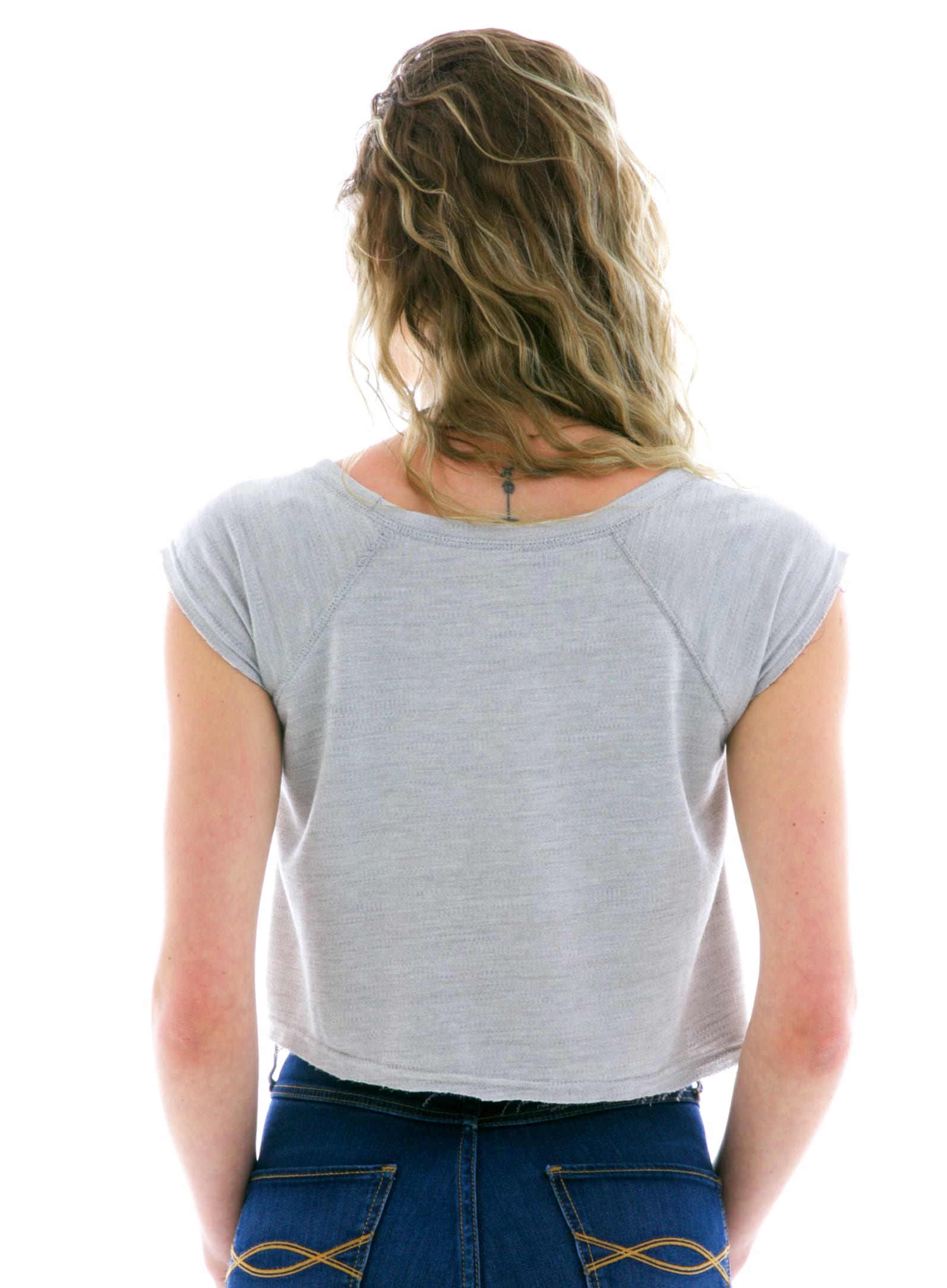 French Terry Keyhole Crop Short Sleeve T-Shirt Back View