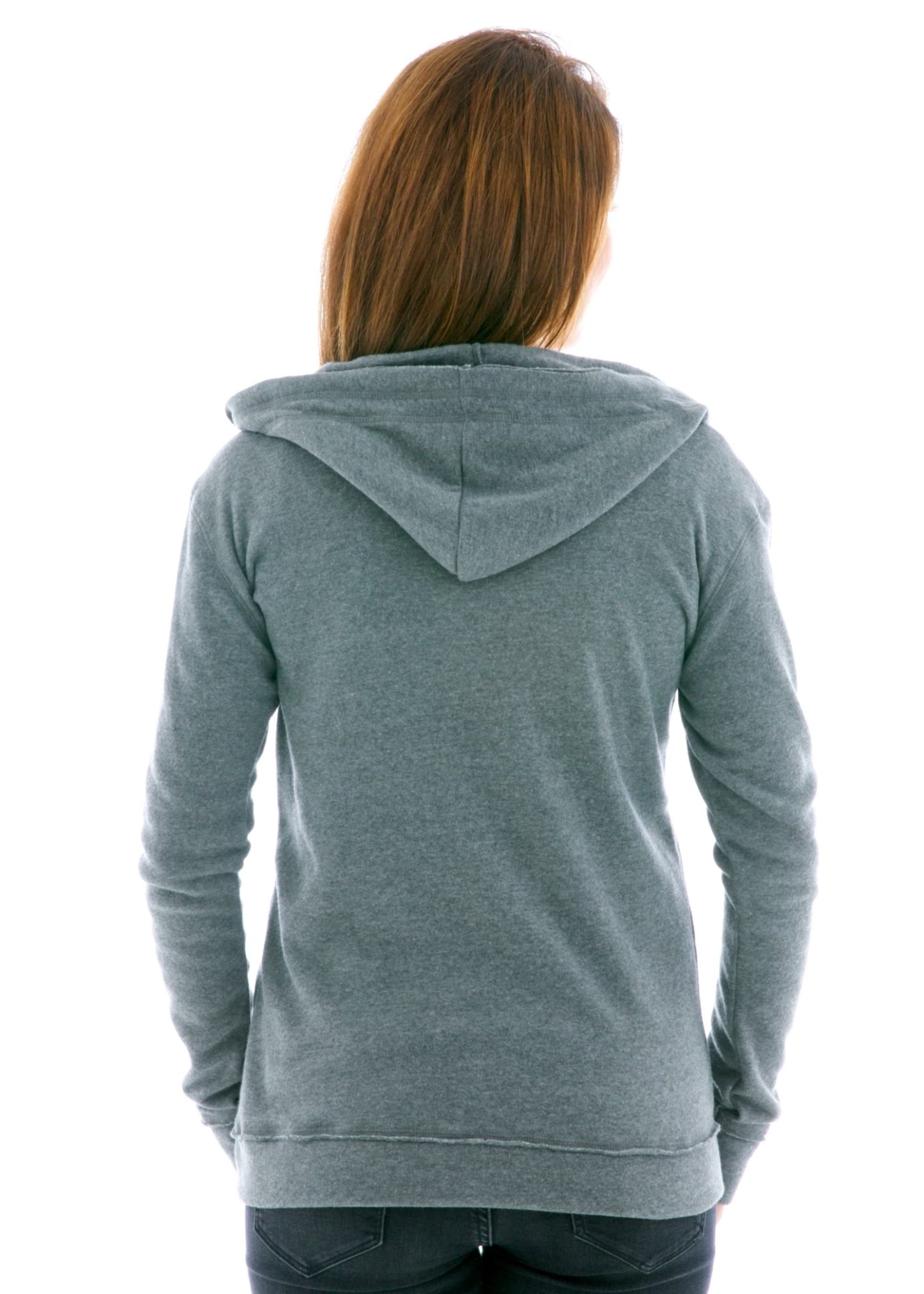 Slim Fit Raw Edged Zip Hoodie Back View