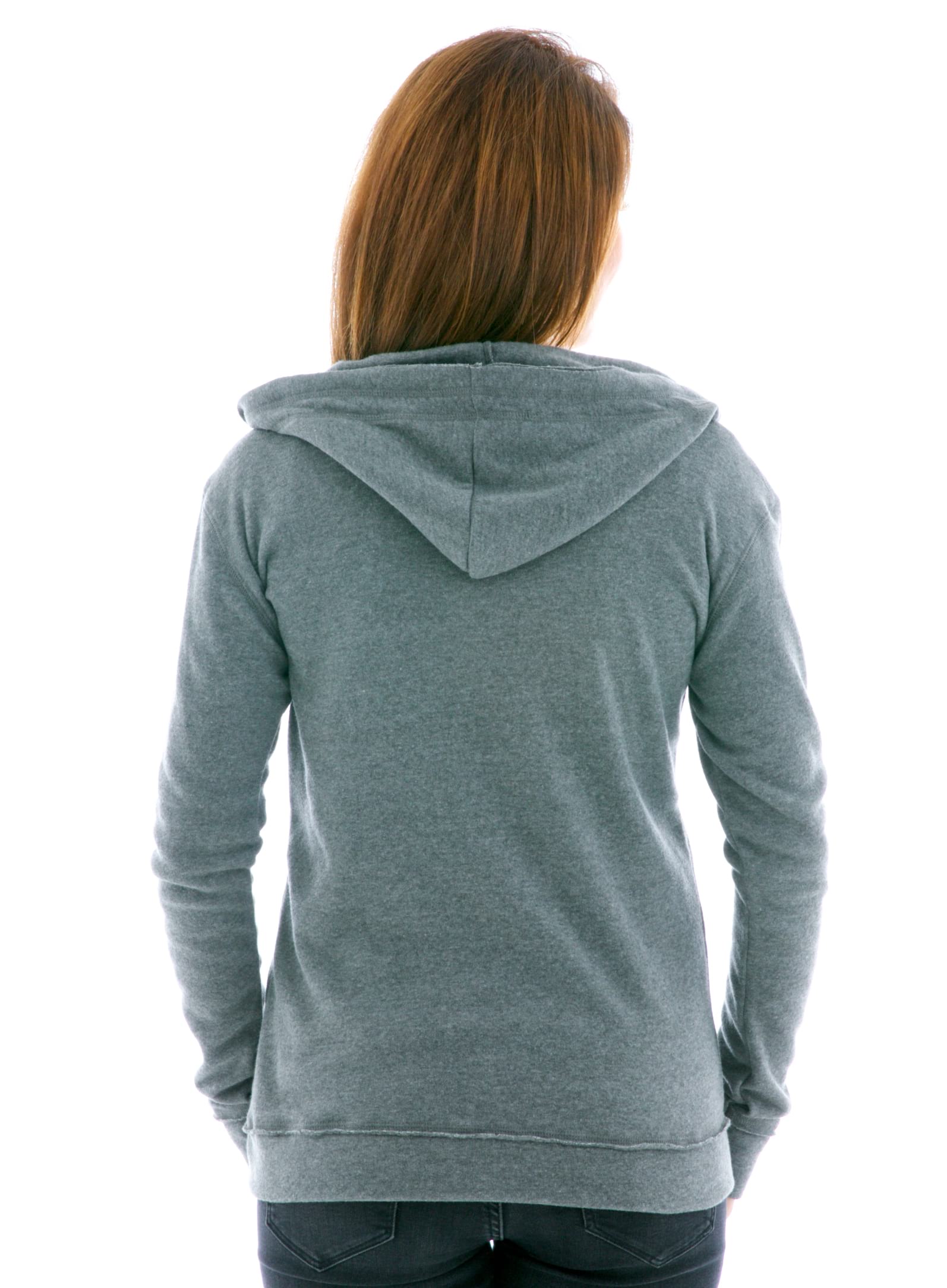 Slim Fit Raw Edged Zip Hoodie Back View