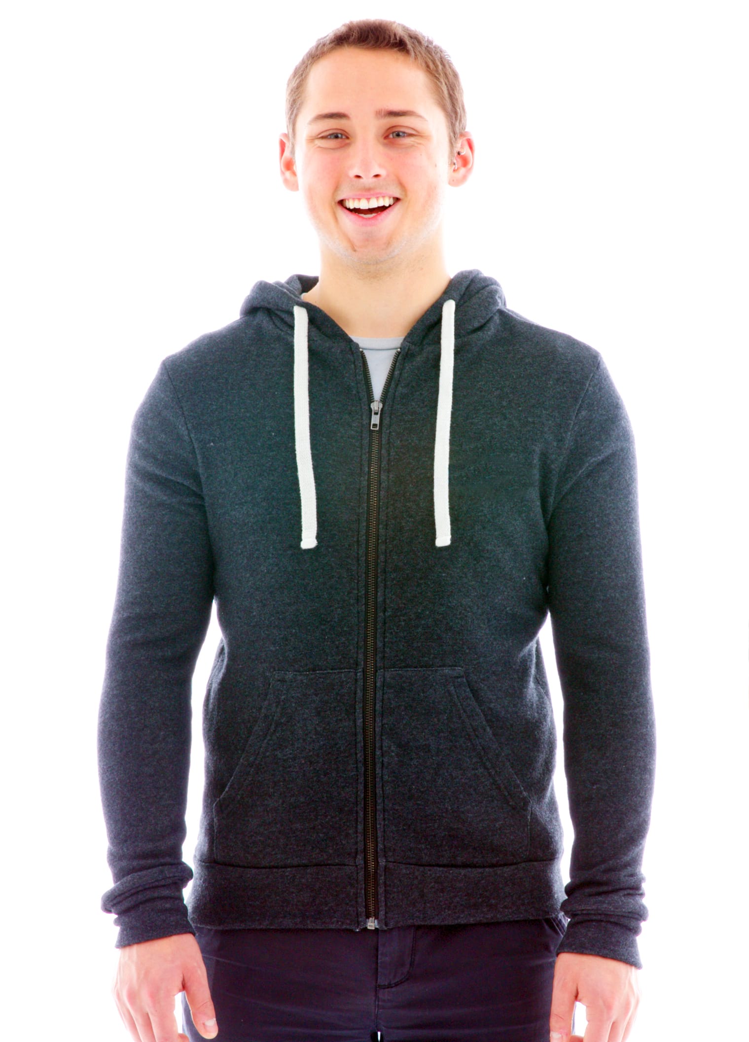 Vintage Polycotton Fleece Zip Hoodie Front View