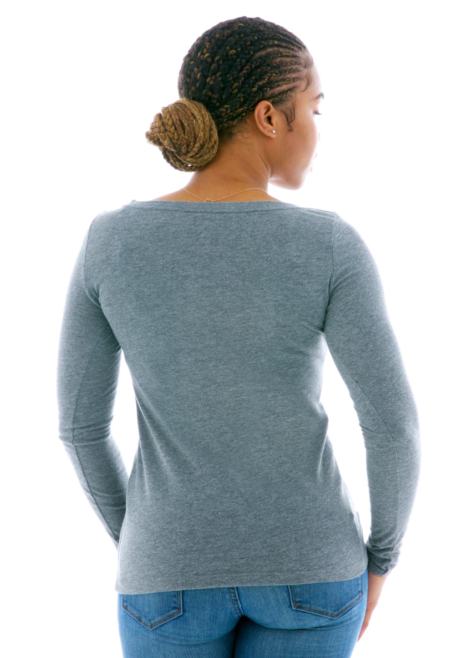 Long Sleeve Triblend Scoop T-Shirt Back View