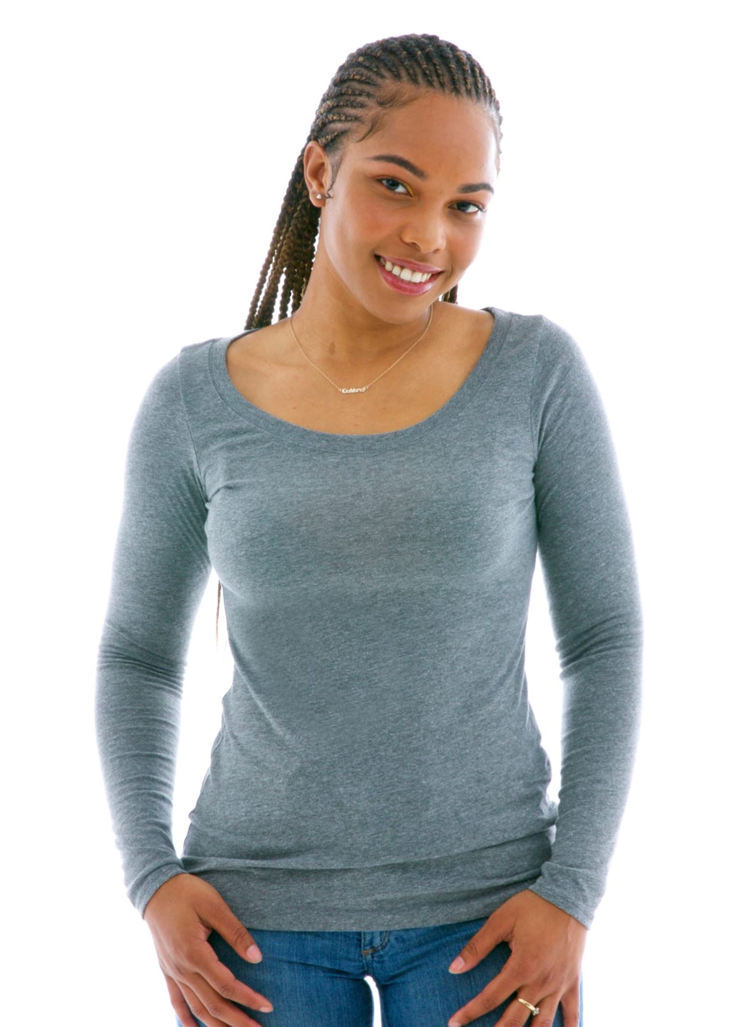 Long Sleeve Triblend Scoop T-Shirt Front View