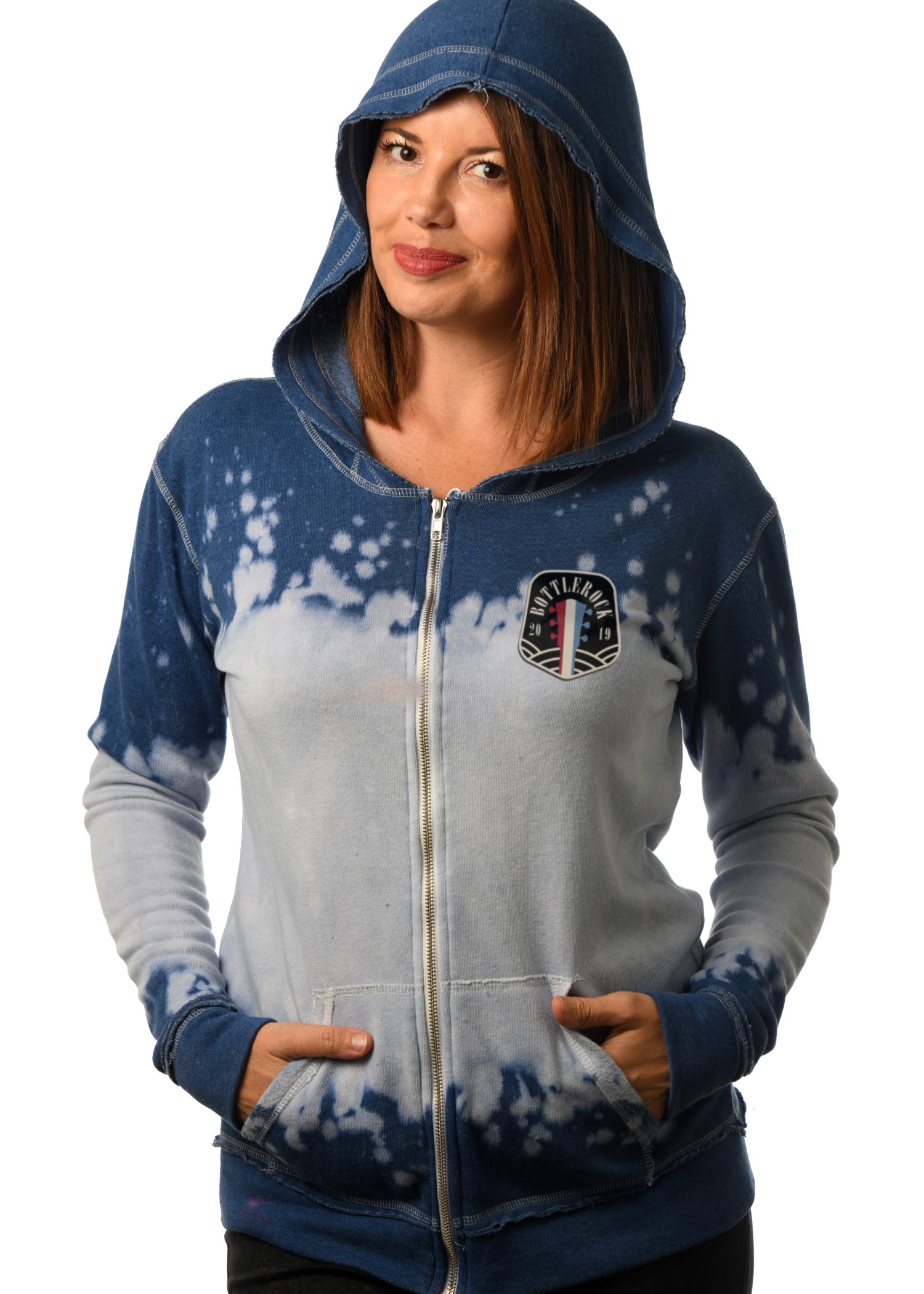 GG 782-SP Women's Bleachout Zip Hoodie-Front 2 BR patch