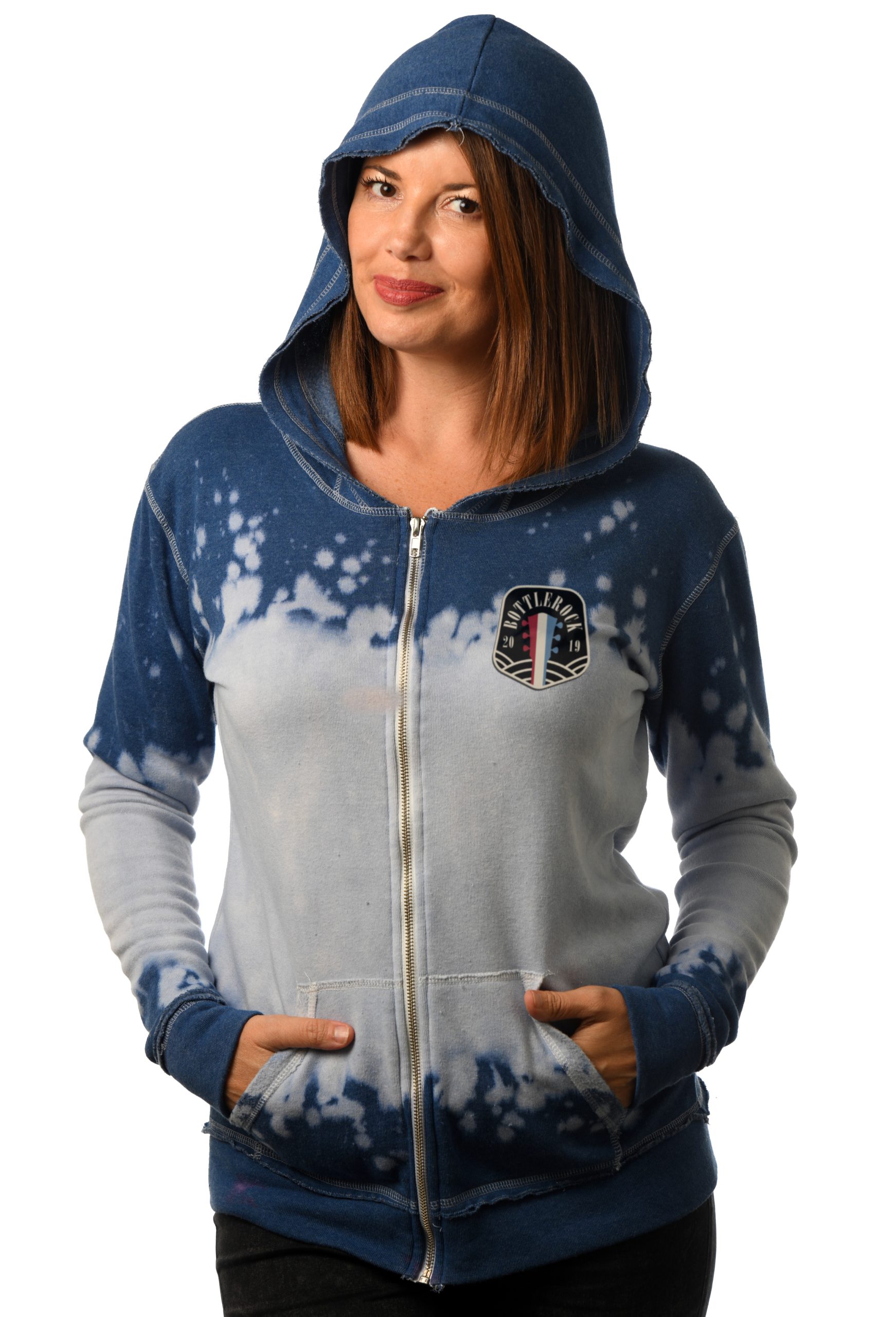 GG 782-SP Women's Bleachout Zip Hoodie-Front 2 BR patch