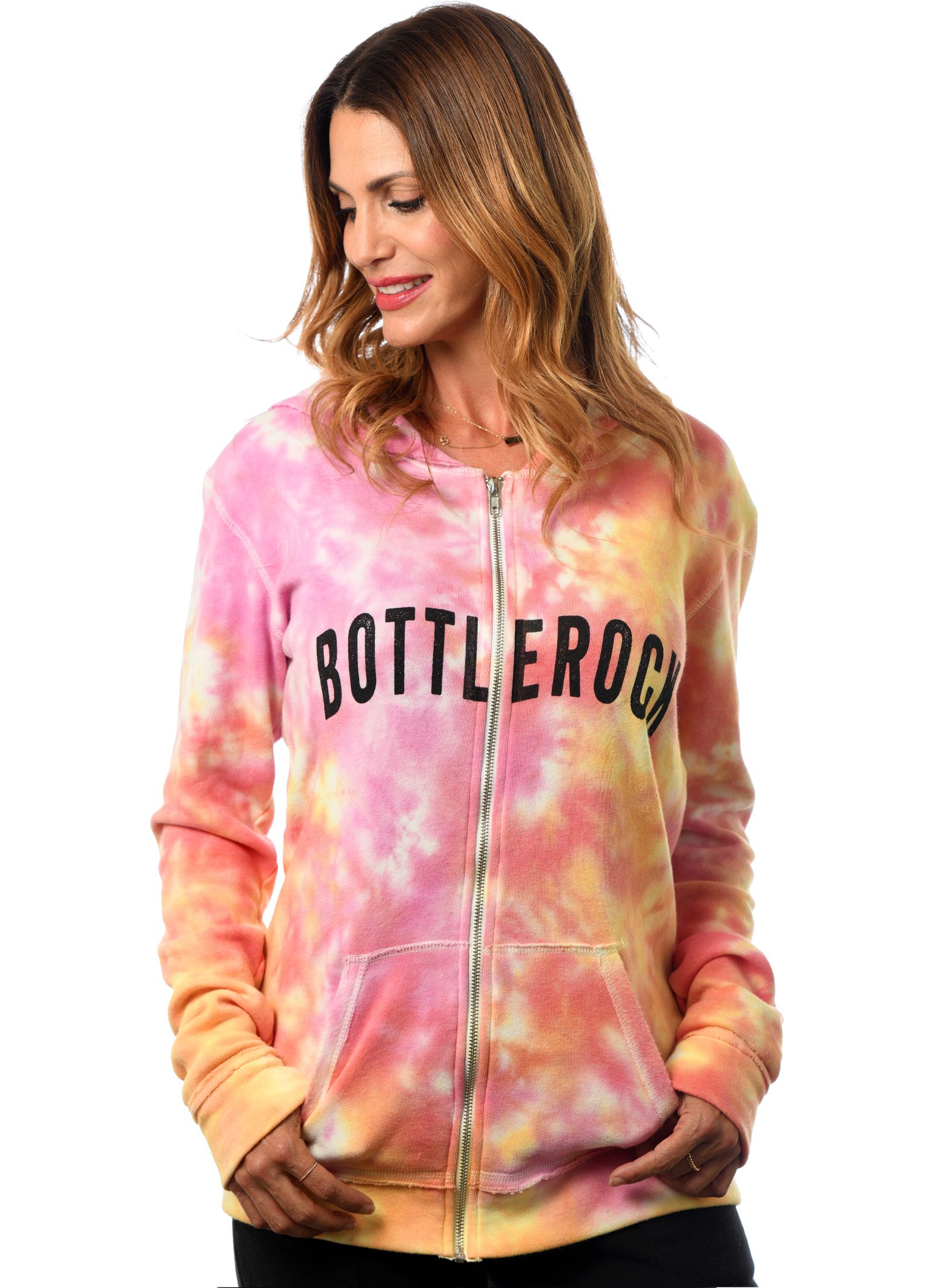Women’s Plush Slim Fit Tie-dyed Zip Hoodie