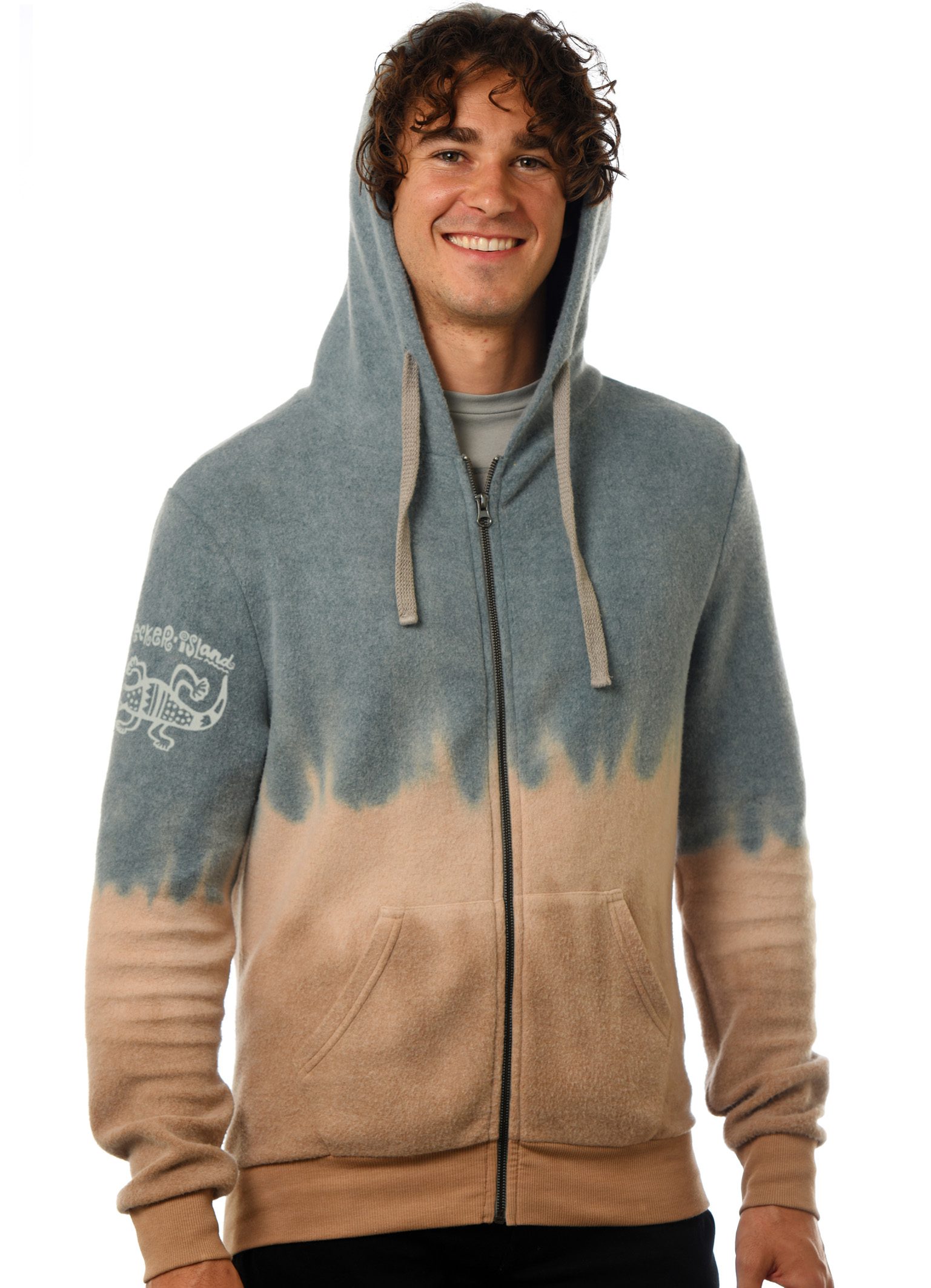 Men's Furry Reverse Fleece Tiedyed Zip Hoodie